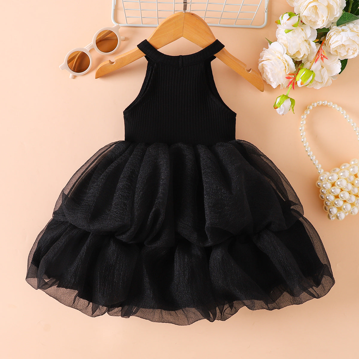 Uylee's Boutique Ribbed Sleeveless Tulle Dress
