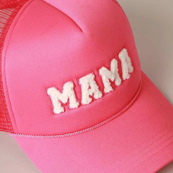 Mama Chenille Letter Patch Trucker Hat in Three Colors