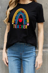 Simply Love フルサイズ TEACHER レインボー グラフィック コットン T シャツ