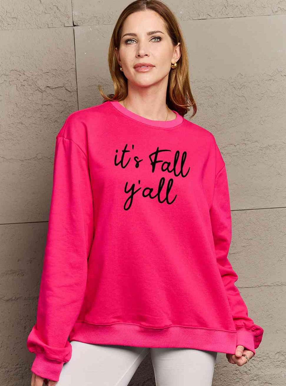 Simply Love Full Size IT'S FALL Y'ALL Graphic Sweatshirt