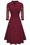 Round Neck Three-Quarter Sleeve Cutout Dress