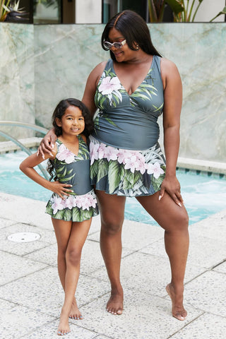 Marina West Swim Full Size Clear Waters Swim Dress in Aloha Forest (Mommy and Me Set)