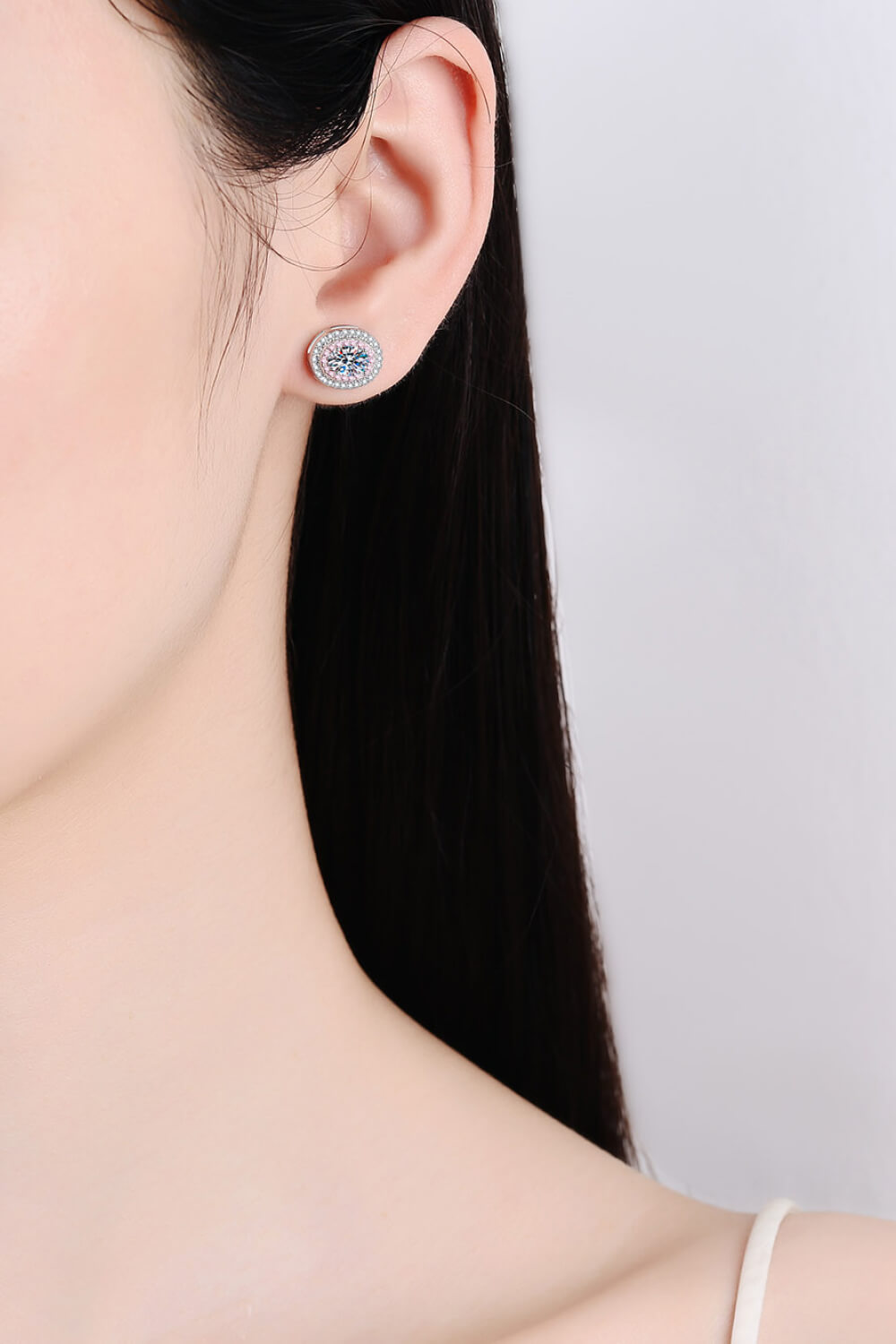 Platinum-Plated Moissanite Stud Earrings