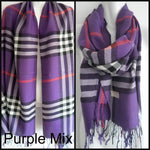 Pashmina (Cashmere) & Silk Plaid Shawls & Wraps - Various Colors