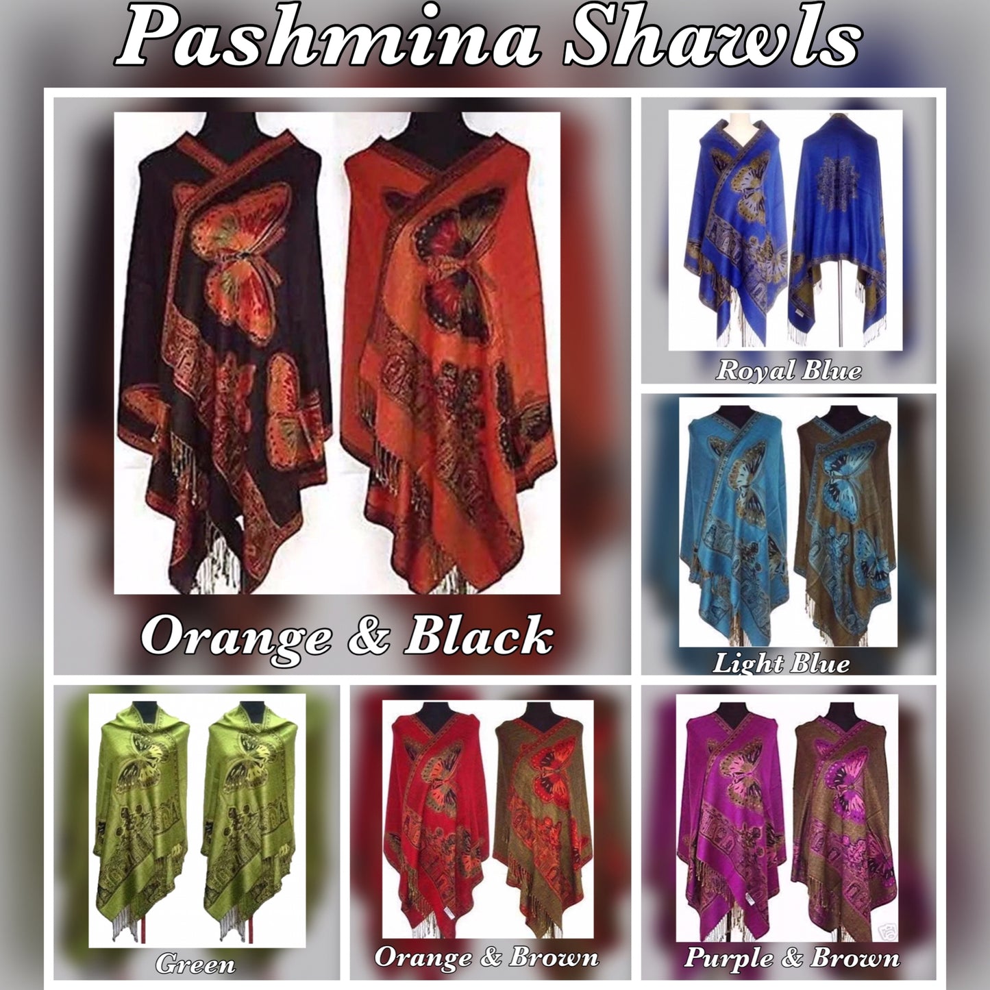 Pashmina Cashmere & Silk Shawls / Wraps - Various Colors