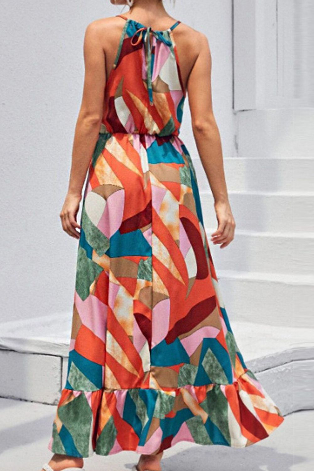 Uylee's Boutique Multicolored Tied Grecian Neck Maxi Dress