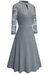 Round Neck Three-Quarter Sleeve Cutout Dress