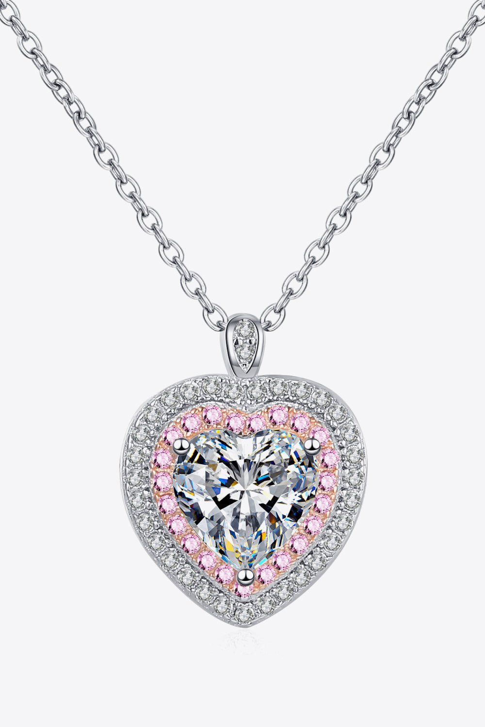 925 Sterling Silver 1 Carat Moissanite Heart Pendant Necklace - Uylee's Boutique