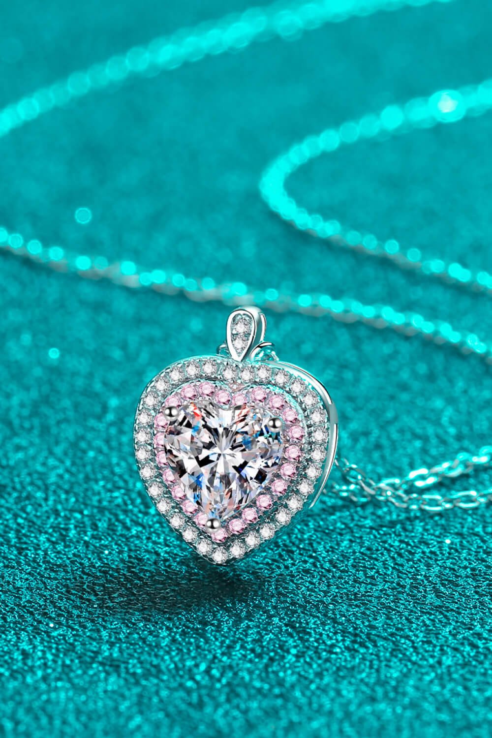 925 Sterling Silver 1 Carat Moissanite Heart Pendant Necklace - Uylee's Boutique