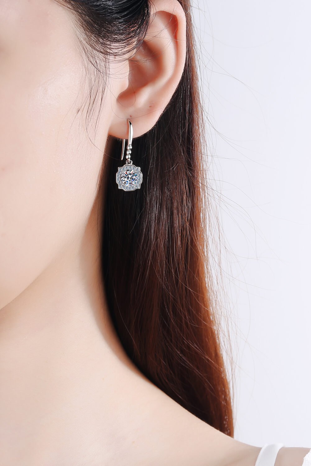 925 Sterling Silver Moissanite Hook Earrings - Uylee's Boutique