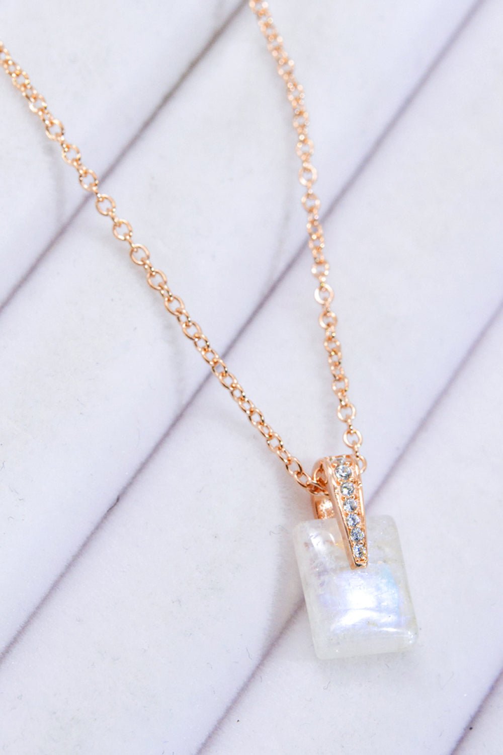 925 Sterling Silver Natural Moonstone Pendant Necklace - Uylee's Boutique