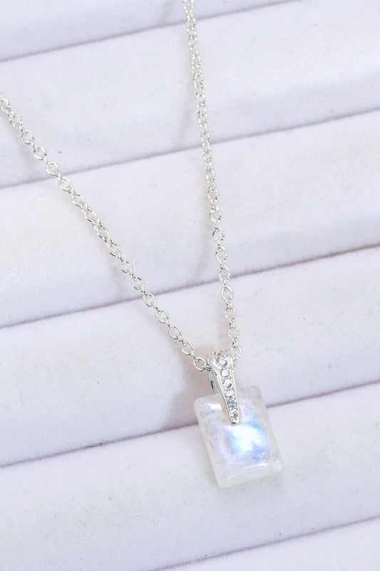 925 Sterling Silver Natural Moonstone Pendant Necklace - Uylee's Boutique