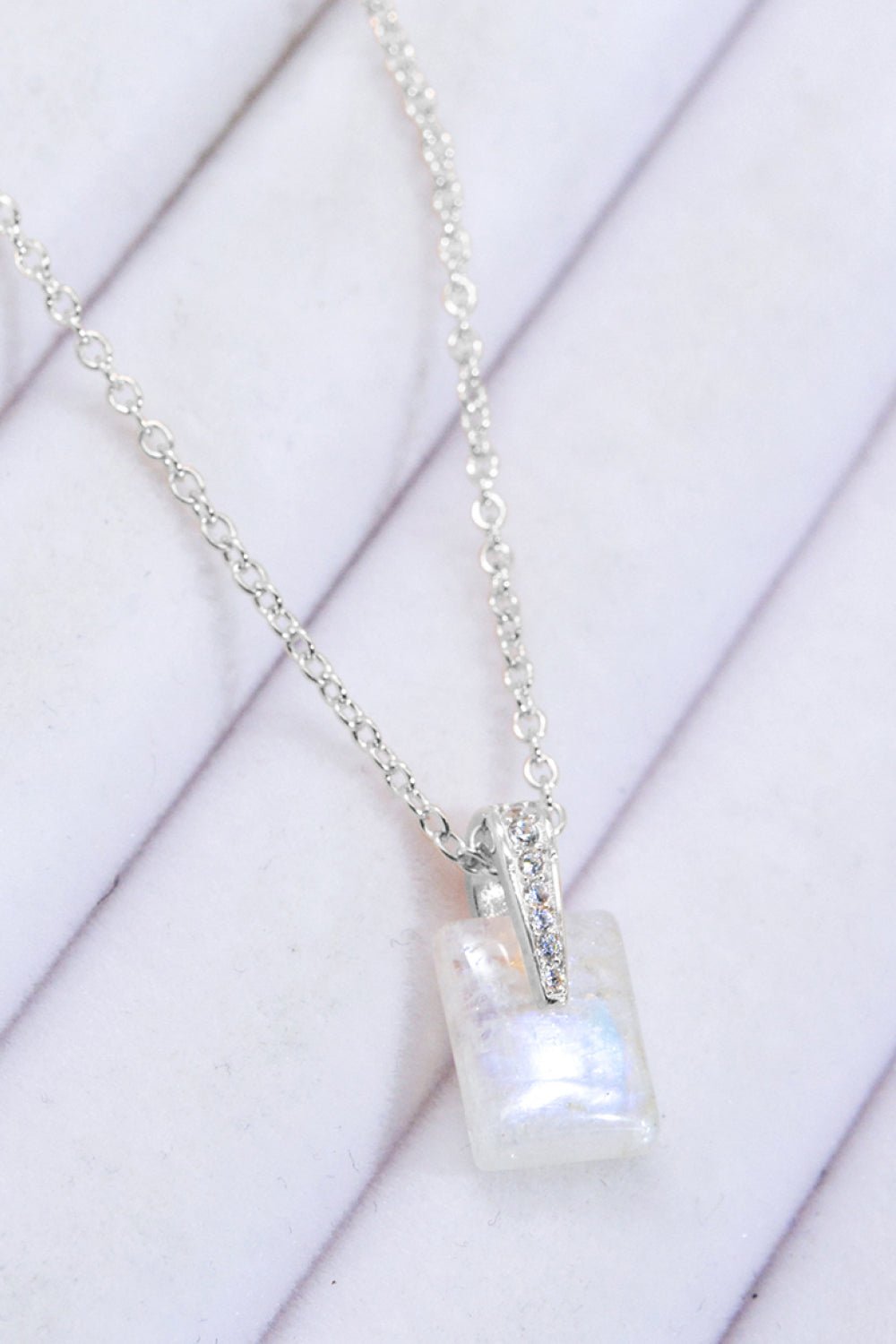 925 Sterling Silver Natural Moonstone Pendant Necklace - Uylee's Boutique