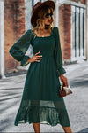 Uylee’s Boutique Swiss Dot Smocked Square Neck Dress