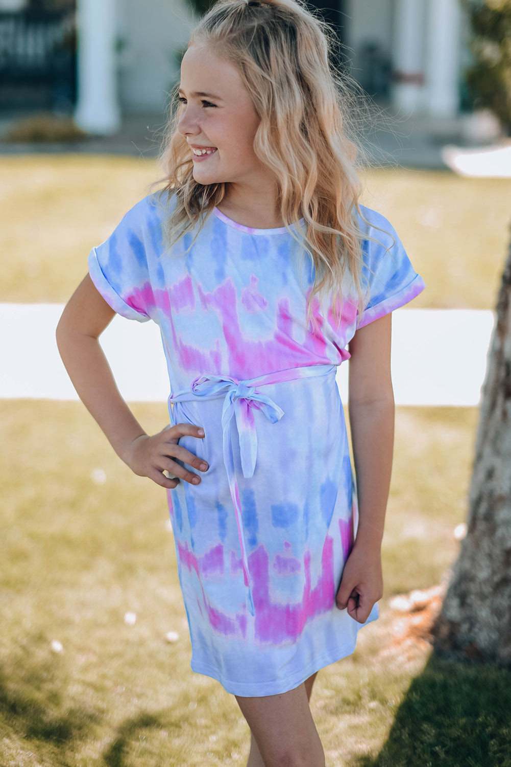 Uylee’s Boutique Girls Tie-Dye Belted T-Shirt Dressn (Mommy and Me)