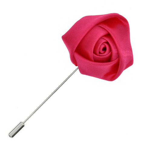 Handmade Flower Lapel Pin - Rose Red