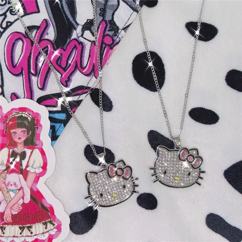 HELLO Kitty Sanrio Necklace Silver Color Pendant