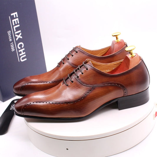 Zapatos Oxford con punta de lujo de cuero formal para hombre