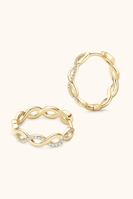 Moissanite Crisscross Hoop Earrings - Available in Gold or Silver