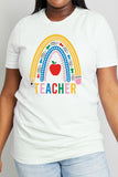 Simply Love フルサイズ TEACHER レインボー グラフィック コットン T シャツ