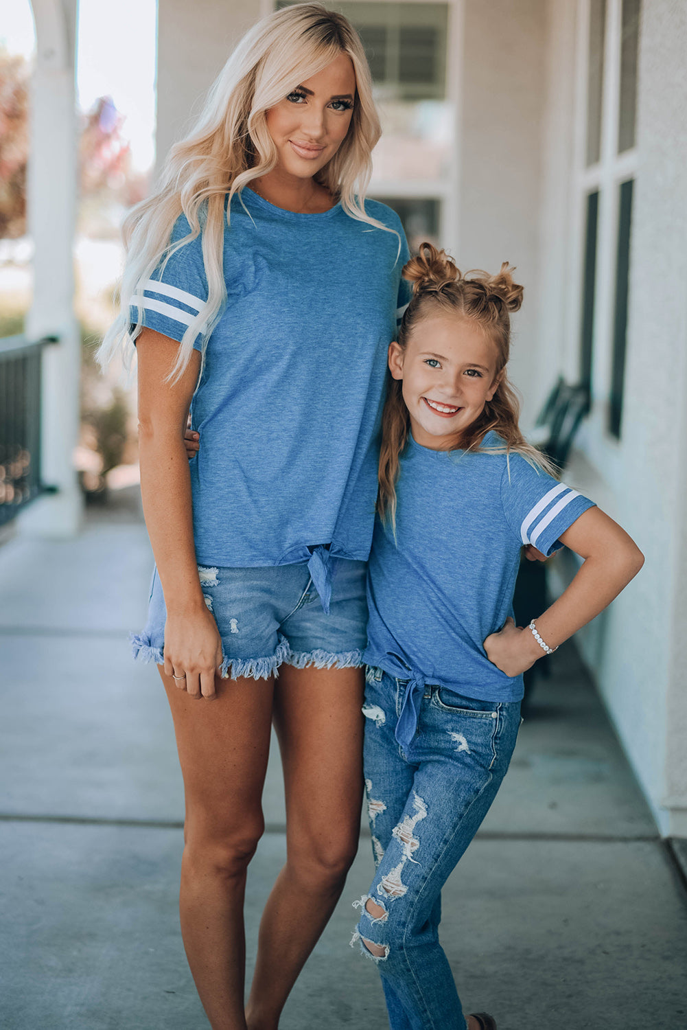 Uylee’s Boutique Girls Striped Tie Front T-Shirt (Mommy and Me Top)