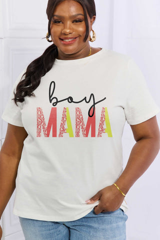 Simply Love フルサイズ BOY MAMA グラフィック コットン Tシャツ