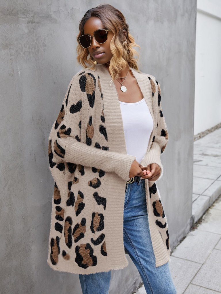 Leopard Pattern Fuzzy Cardigan