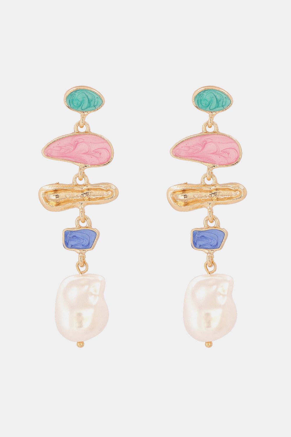 Abnormal Shpae Zinc Alloy Synthetic Pearl Dangle Earrings - Uylee's Boutique