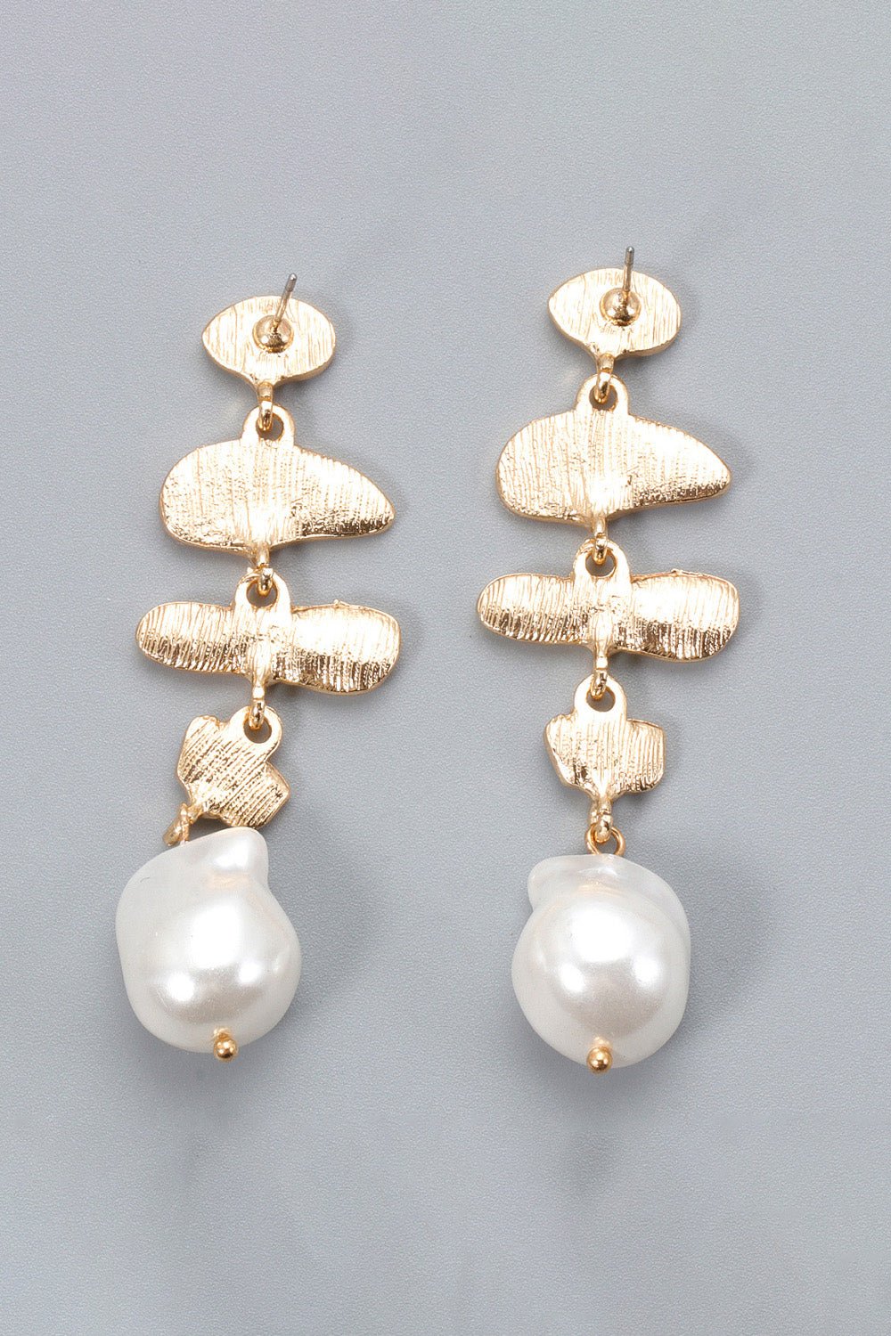 Abnormal Shpae Zinc Alloy Synthetic Pearl Dangle Earrings - Uylee's Boutique