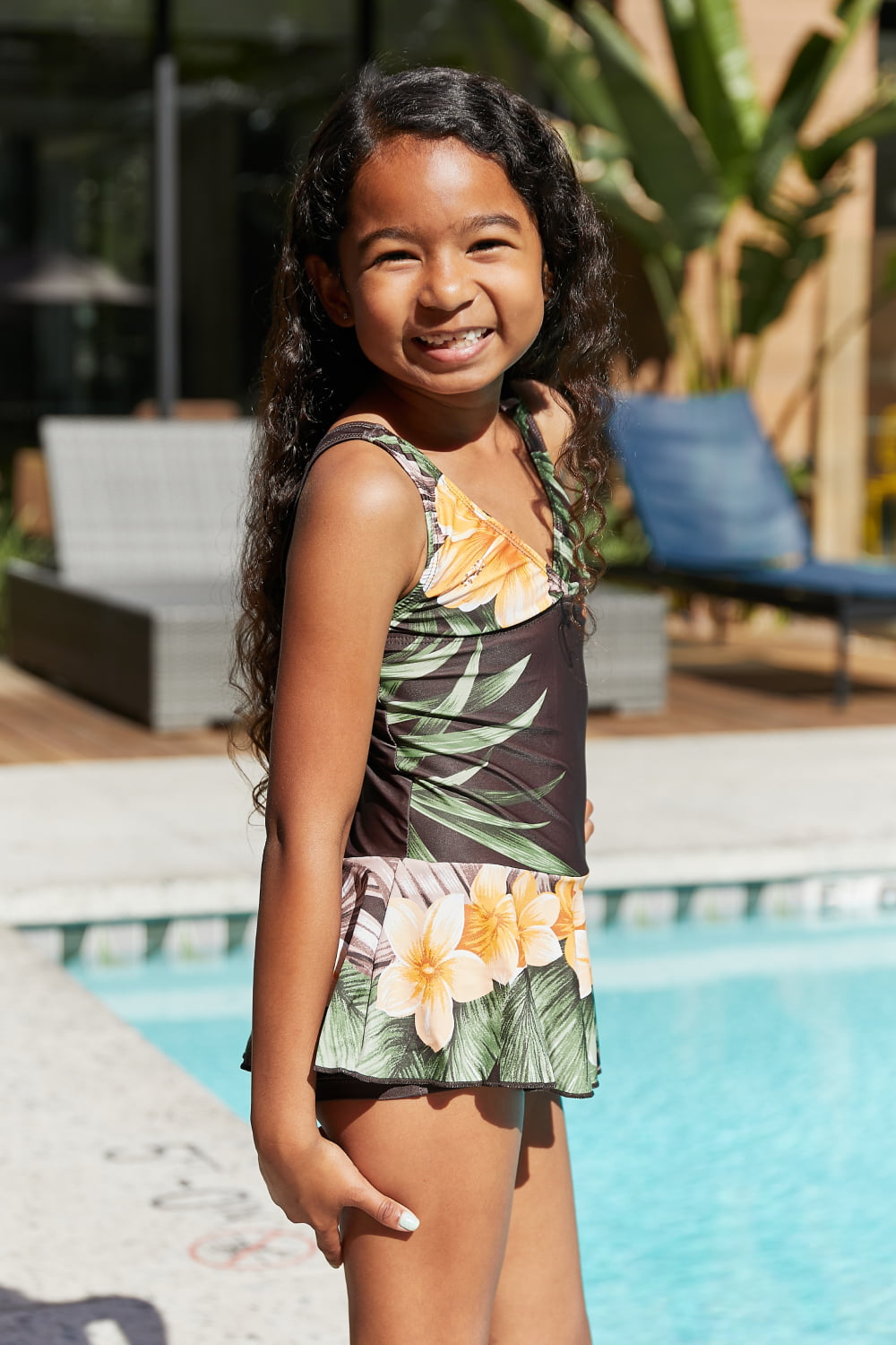Marina West Swim Clear Waters Swim Dress in Aloha Brown (Mommy and Me Set)