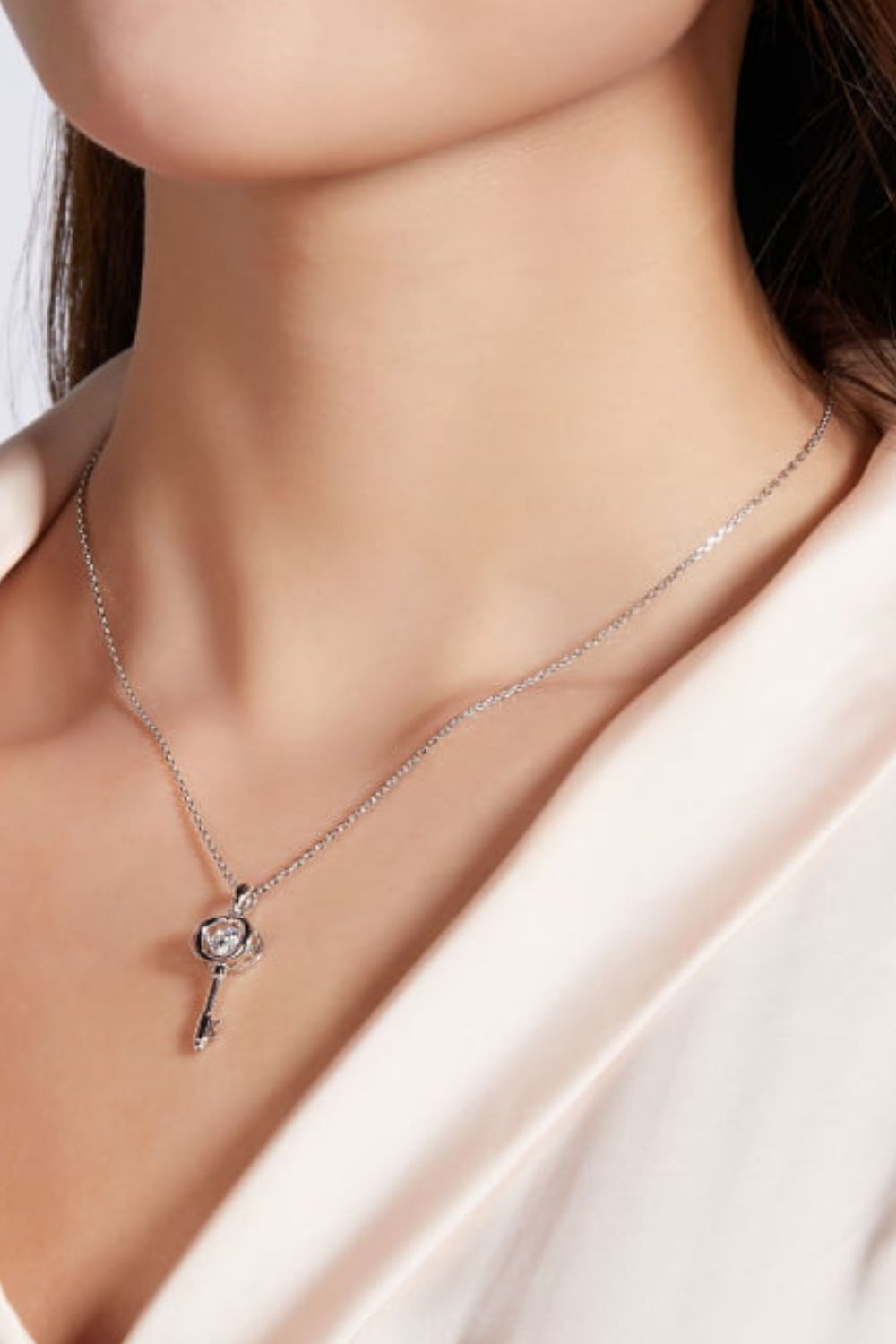 Uylee's Boutique Moissanite Key Pendant Necklace