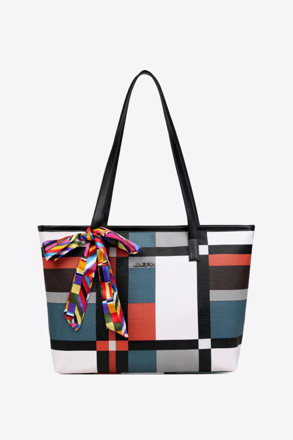 Uylee’s Boutique Color Block Tie Detail PU Leather Tote Bag