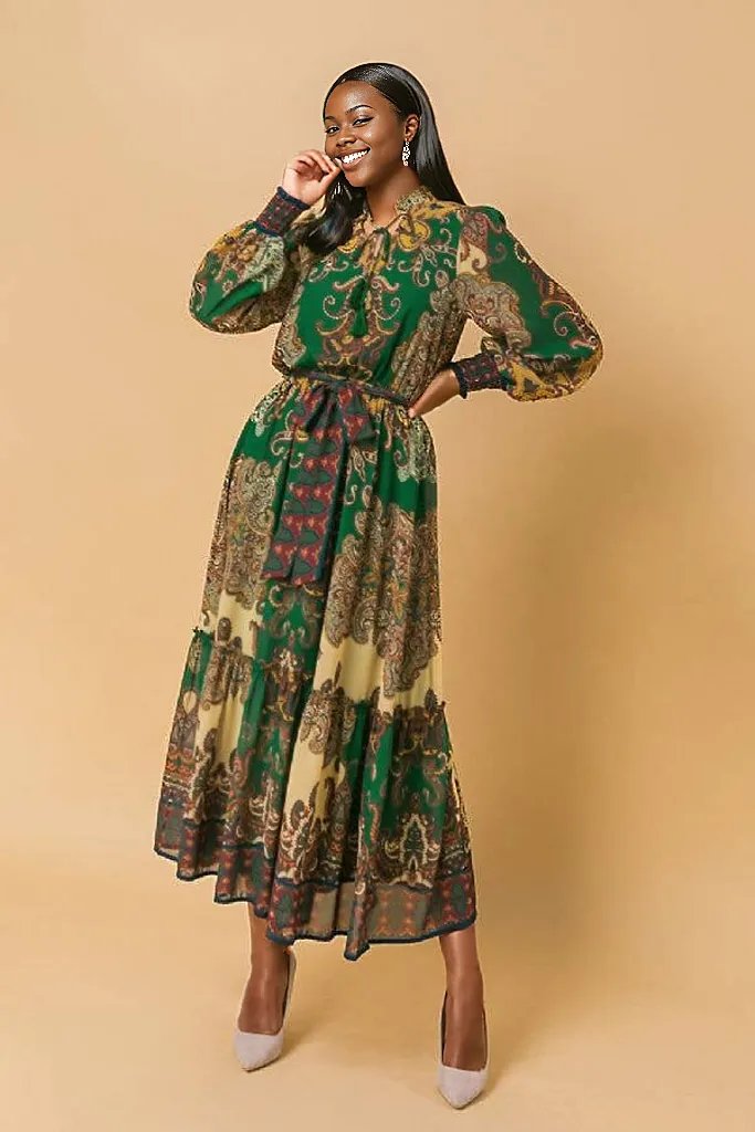 Lovely Woven Printed Midi Dress, Sizes Small - Large