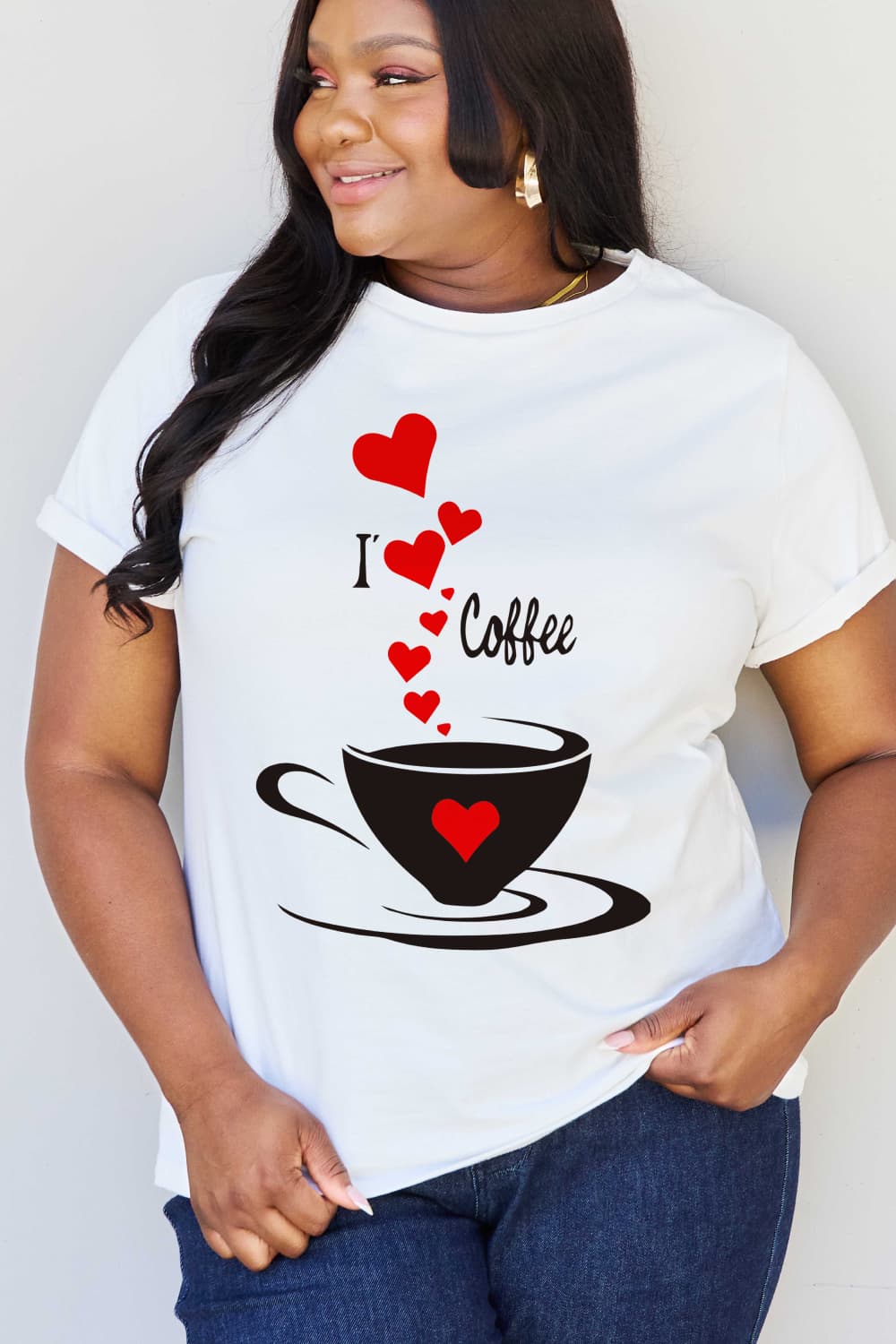 Simply Love Full Size I LOVE COFFEE Graphic Cotton Tee