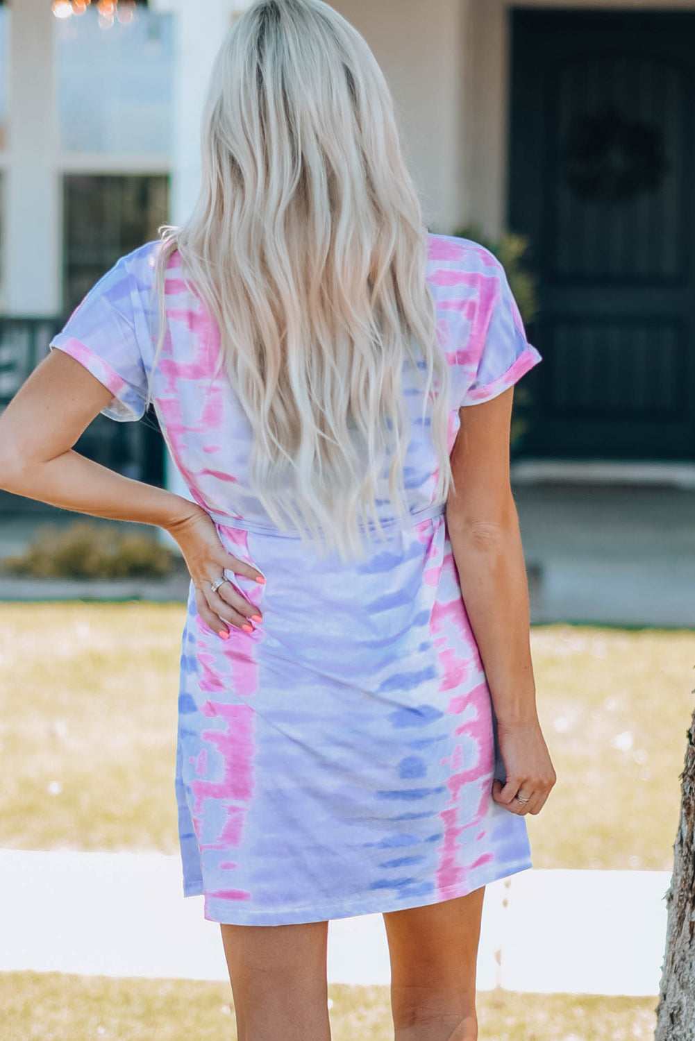 Uylee’s Boutique Women Tie-Dye Belted T-Shirt Dress (Mommy and Me)
