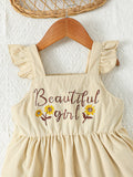 Uylee’s Boutique BEAUTIFUL GIRL Embroidered Graphic Square Neck Dress