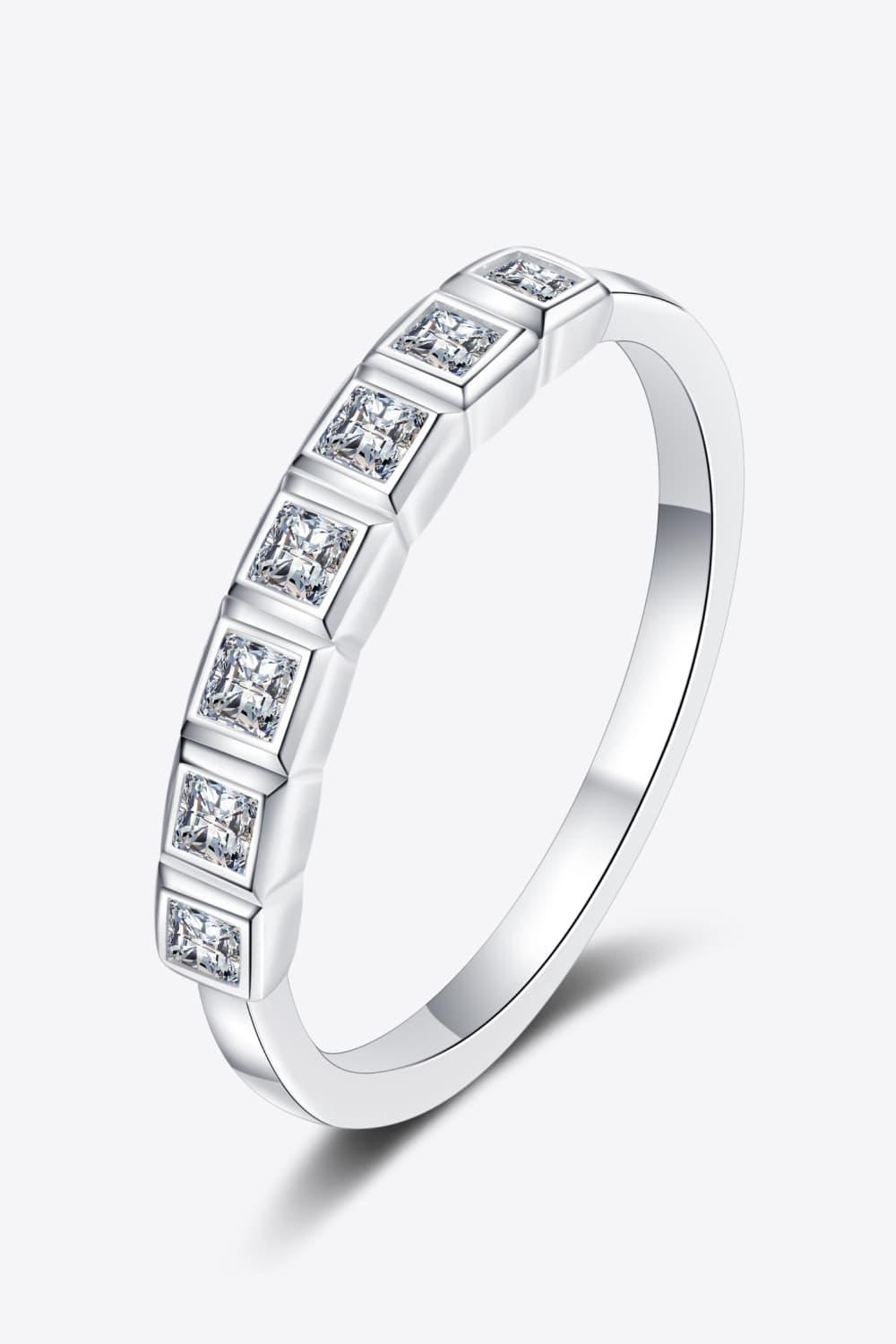 Uylees Boutique Moissanite Rhodium-Plated Half-Eternity Ring