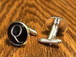 Men's  Monogram / Initial Cuff Links - Black & Silver (A-Z)