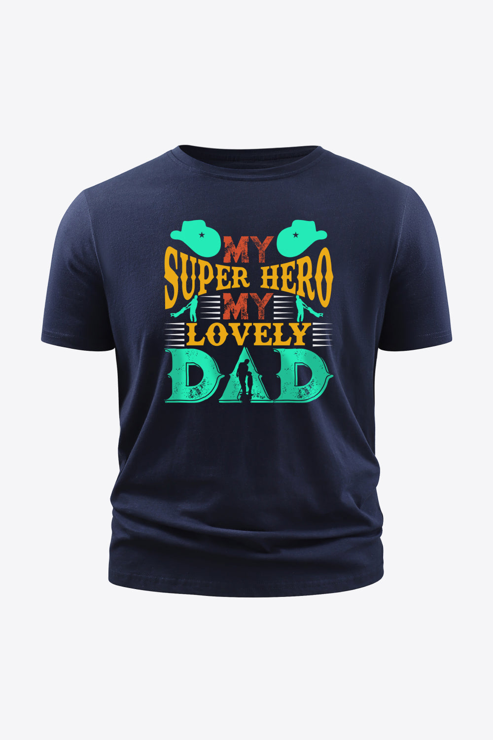 Full Size MY SUPER HERO MY LOVELY DAD Graphic Round Neck Short Sleeve Cotton T-Shirt