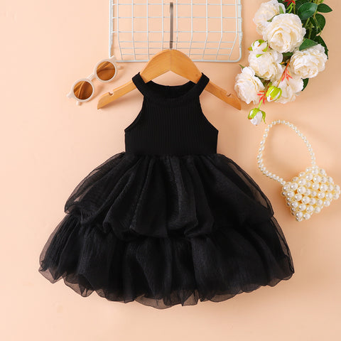 Uylee's Boutique Ribbed Sleeveless Tulle Dress