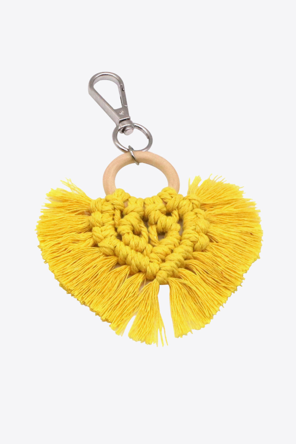 Assorted 4-Pack Heart-Shaped Macrame Fringe Keychain