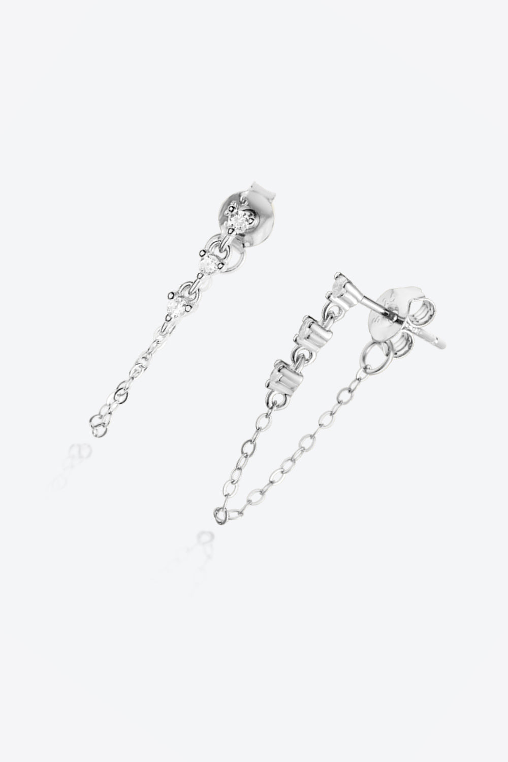 Uylees Boutique Zircon 925 Sterling Silver Chain Earrings