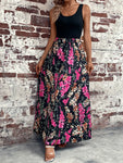 Floral Scoop Neck Sleeveless Maxi Dress