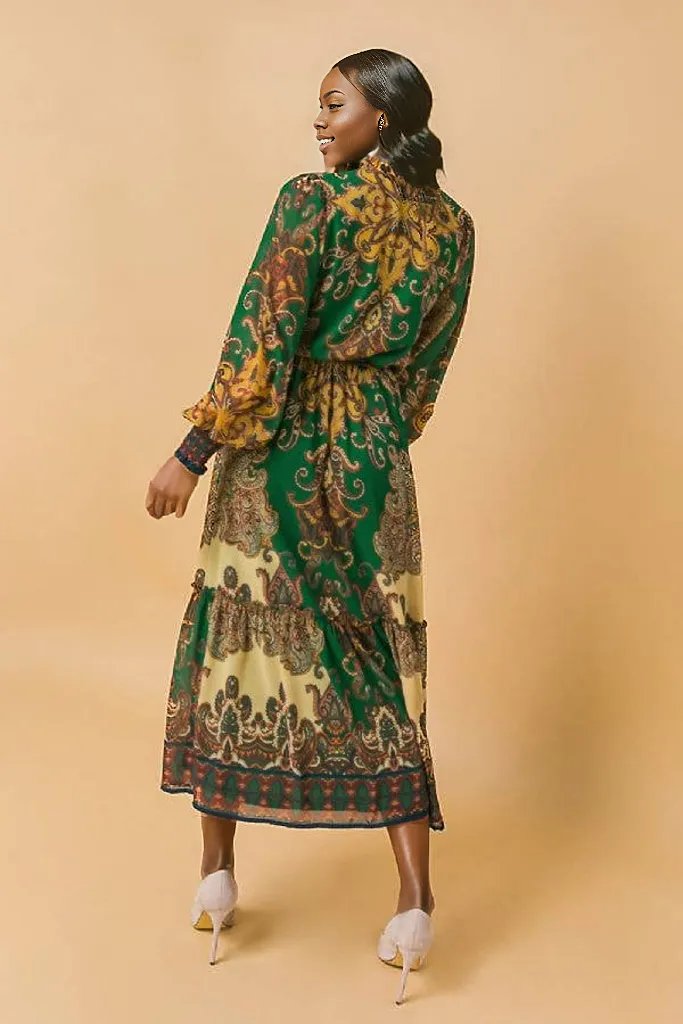 Lovely Woven Printed Midi Dress, Sizes Small - Large