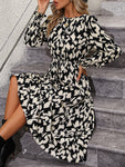Leopard Long Sleeve Midi Dress