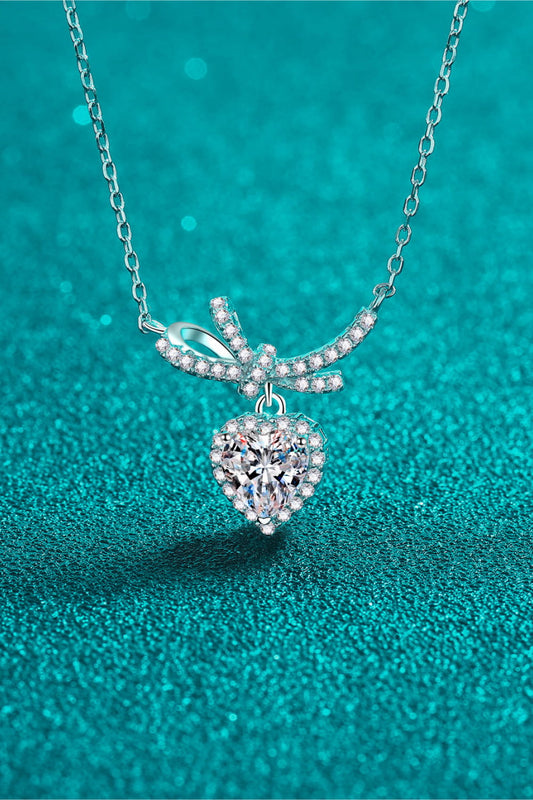 Uylees Boutique 1 Carat Moissanite Heart Pendant Necklace