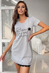 RISE AND SHINE コントラストレース Vネック Tシャツドレス