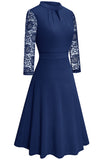 Round Neck Three-Quarter Sleeve Cutout Dress