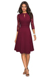 Round Neck Three-Quarter Sleeve Cutout Dress