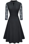 Round Neck Three-Quarter Sleeve Cutout Dress